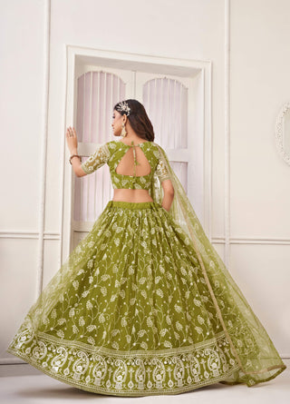 Mehendi color lehenga choli for women online