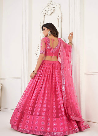 Awesome pink heavy lehenga choli with dupatta online price