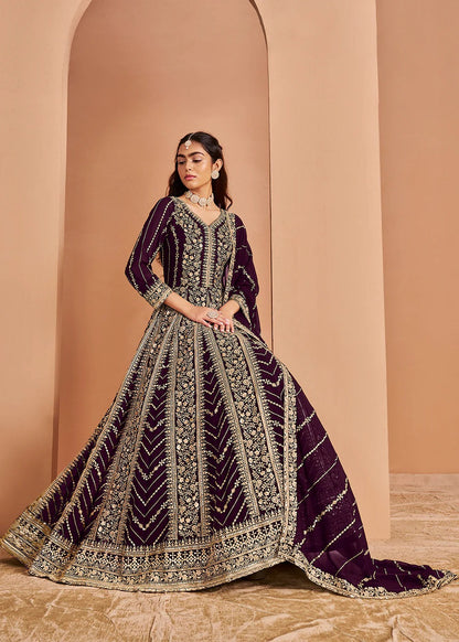 Wine colour Gown For Wedding
