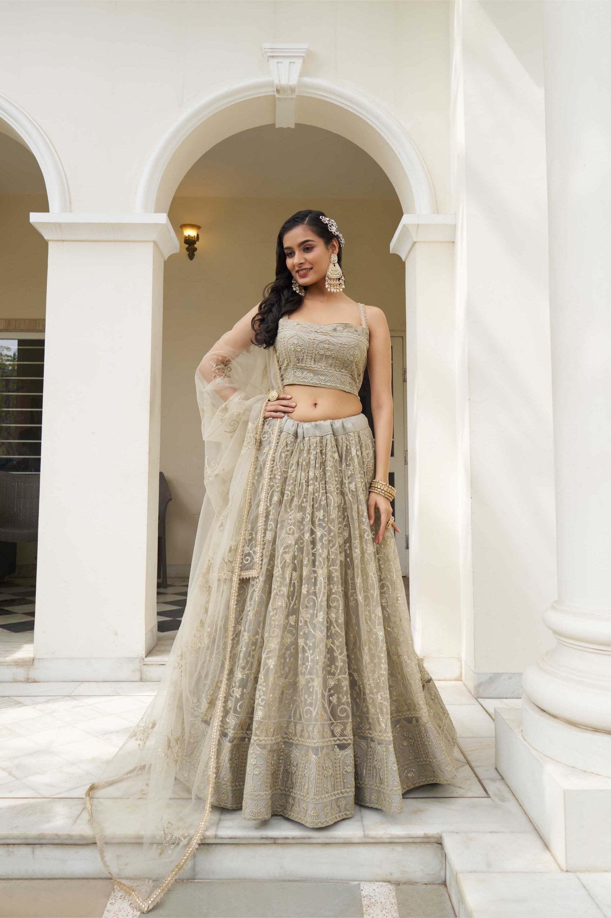 STEP N Indian Women Butterfly Net Partywear Sequence Work STEP N Indian Women Butterfly Net Partywear Sequence Work