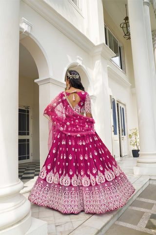 Pink color net lehenga choli for women with price
