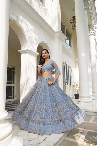 Blue colour lehenga for women party wear
