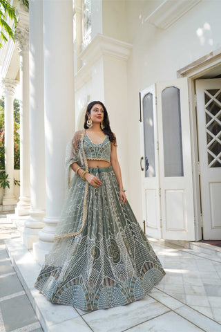 Green colour Lehenga For wedding
