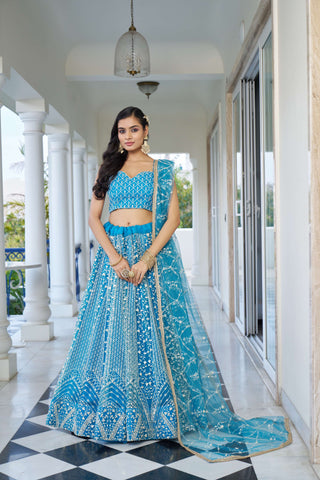 Light sky colour lehenga for women
