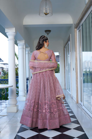 Pink colour lehenga for women wedding
