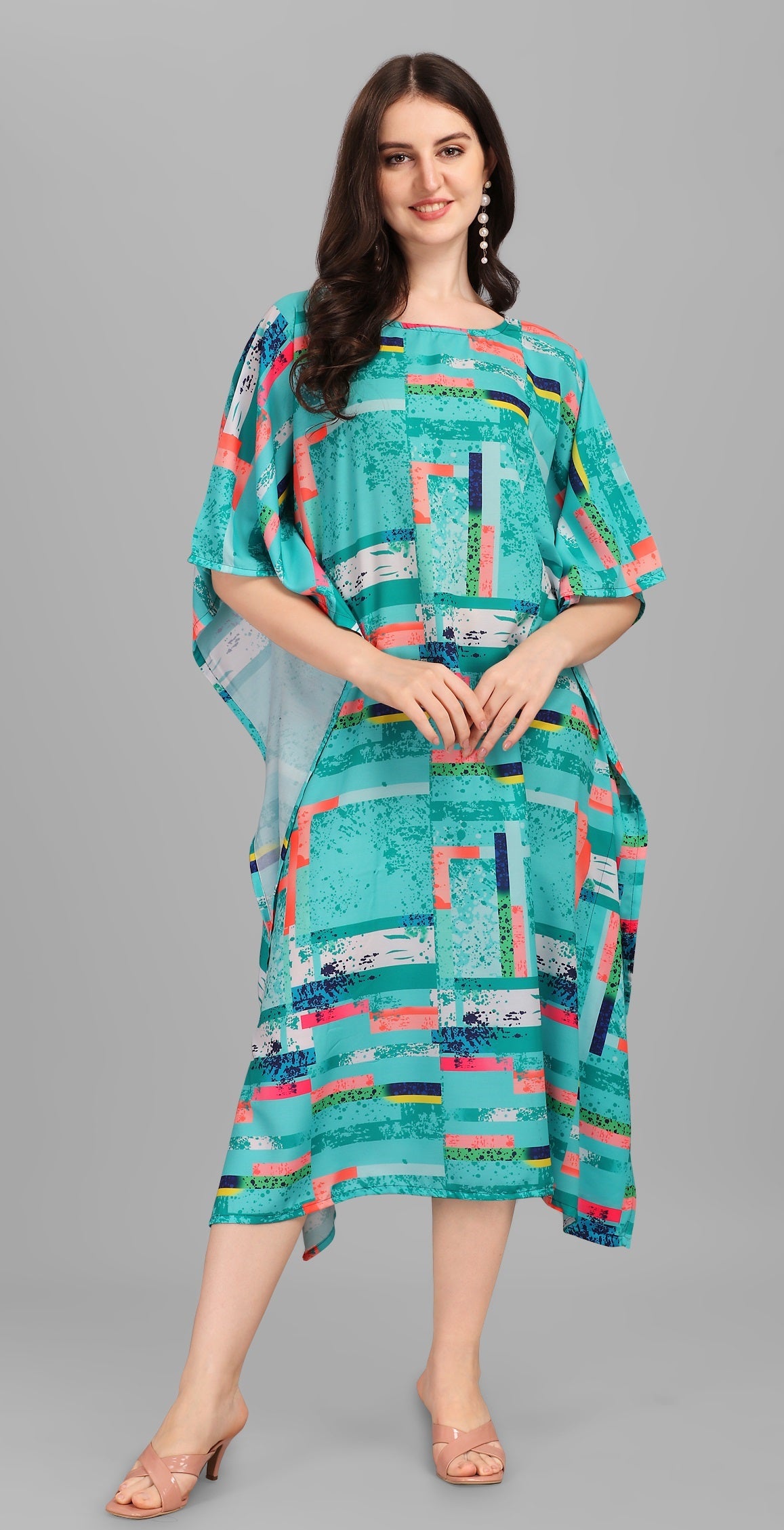Multi color poly rayon caftan for women