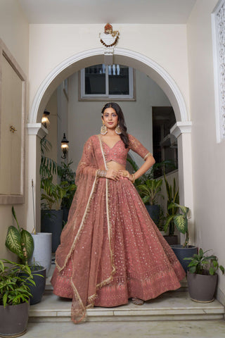 Rust colour lehenga for women wedding
