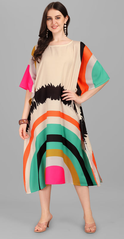 Multi color poly rayon kaftan for party