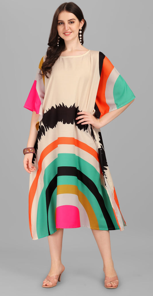 Multi color poly rayon kaftan for party