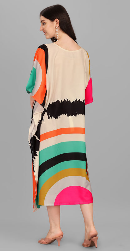 Multi color poly rayon kaftan with online