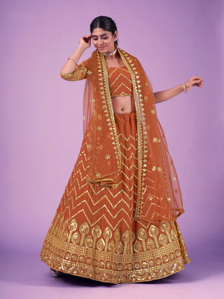 Simple orange lehenga bridal