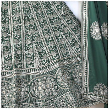 Green color georgette lehenga choli with dupatta online