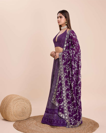 Purple color georgette lehenga choli with dupatta online