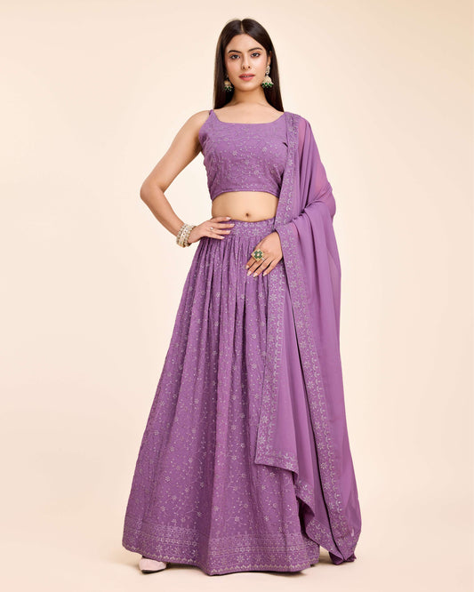 Purple color georgette lehenga choli for women
