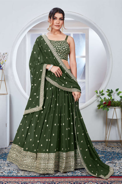 Green Color georgette lehenga choli for women