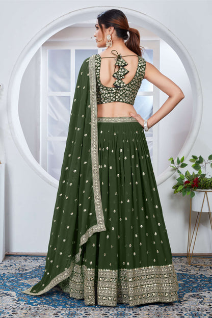 Green georgette lehenga choli with dupatta price