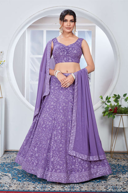 Lavender color georgette lehenga choli for women