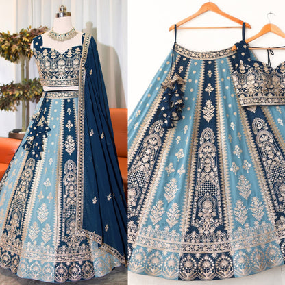 Blue color georgette lehenga choli for women