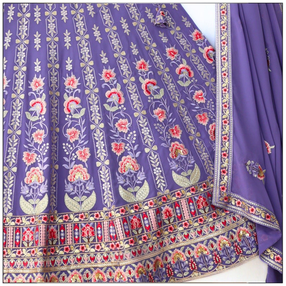 Lavender color georgette lehenga choli with dupatta online