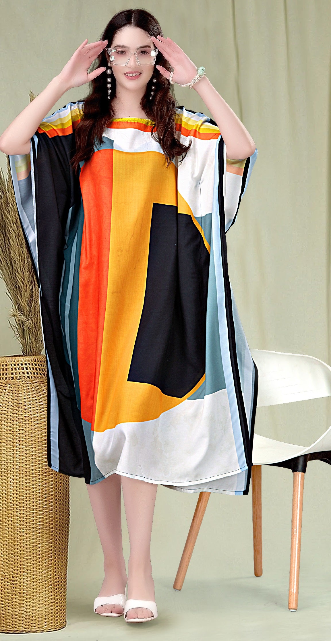 Multi color printed kaftan for women