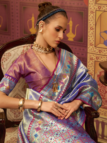 Purple color tissue silk saree for women online