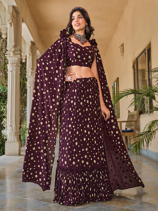 Dark purple Lehenga combination