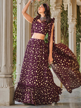 Purple colour Lehenga combination