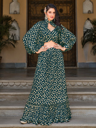 Dark Green Lehenga combination