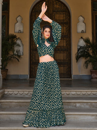 Simple green lehenga choli for wedding