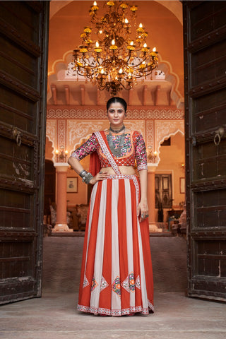 White and orange shade chaniya choli