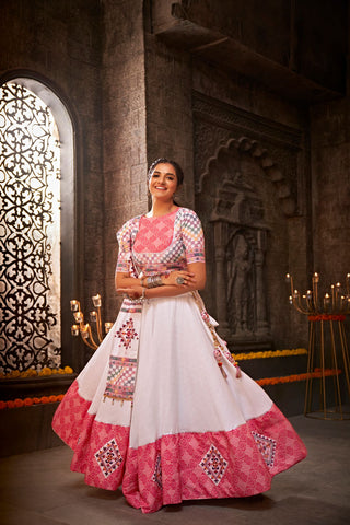 white jacquard cotton lehenga choli