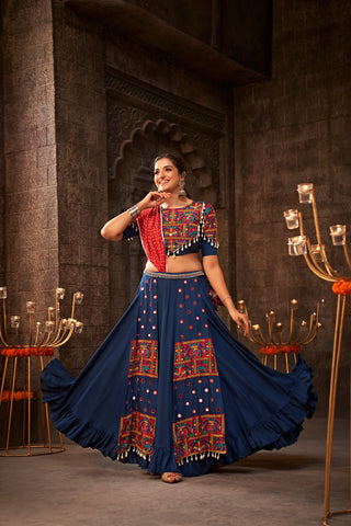 blue viscose rayon lehenga choli