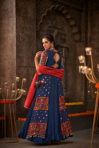 Blue Viscose Ghagra Choli