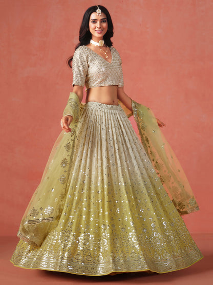 Yellow georgette lehenga choli for women online shopping
