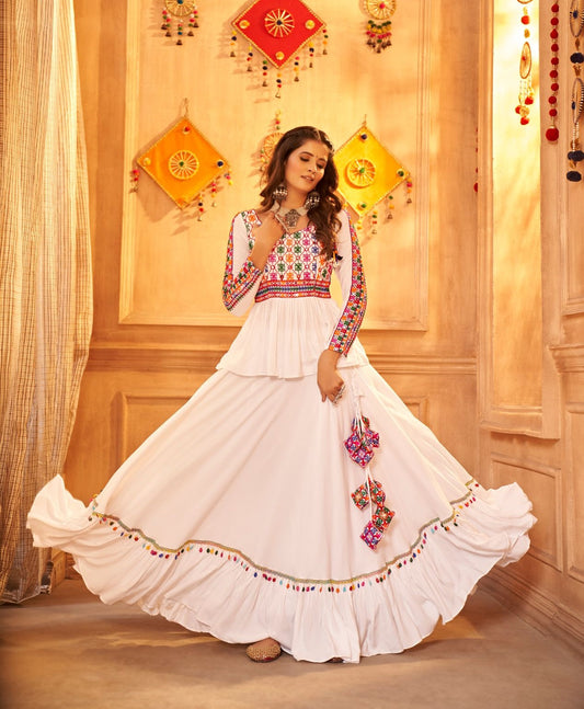 White Navratri Lehenga Choli