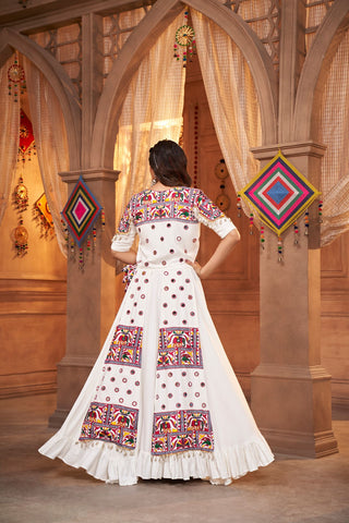 Lehenga Choli & Koti with Mirror Work