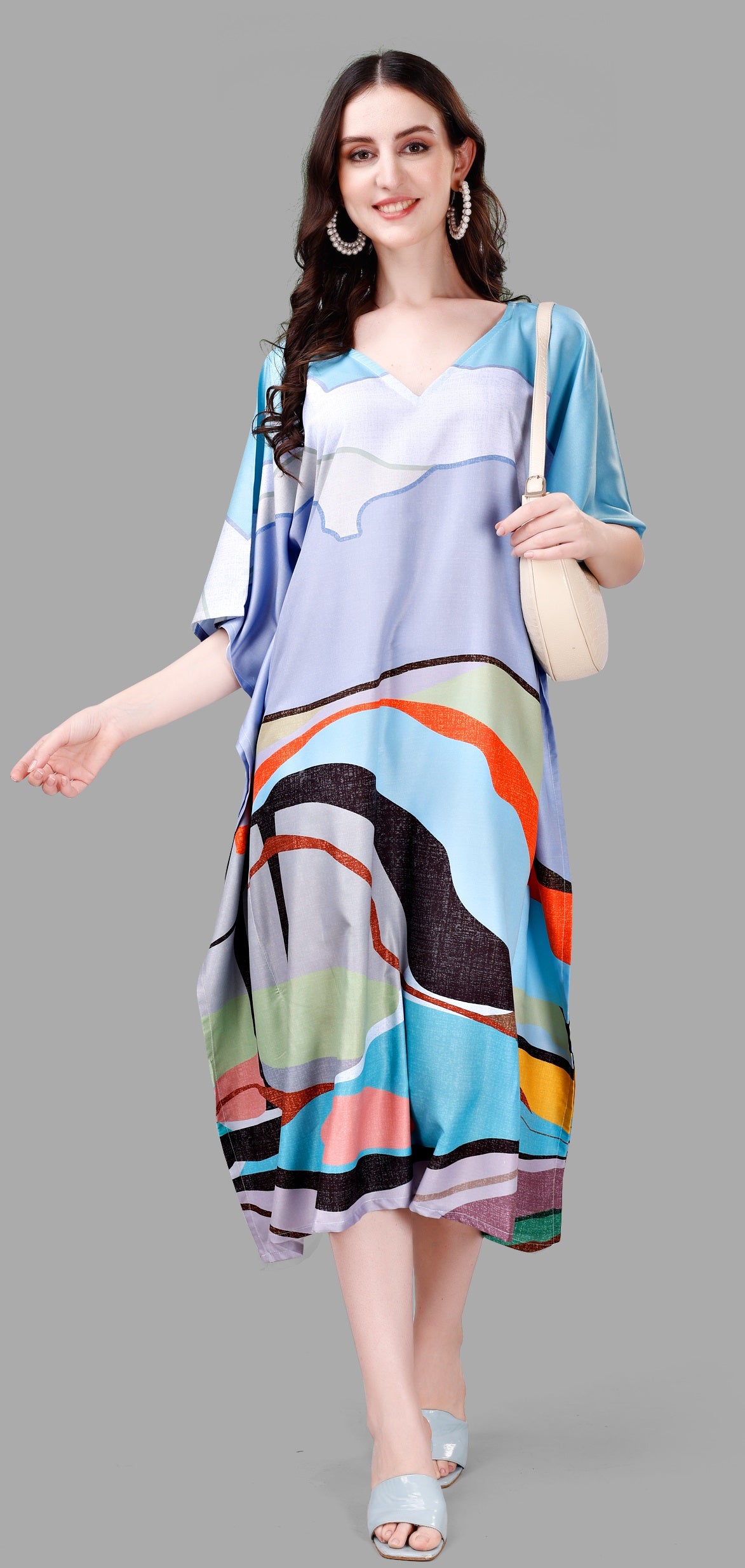 Poly rayon printed kaftan for women