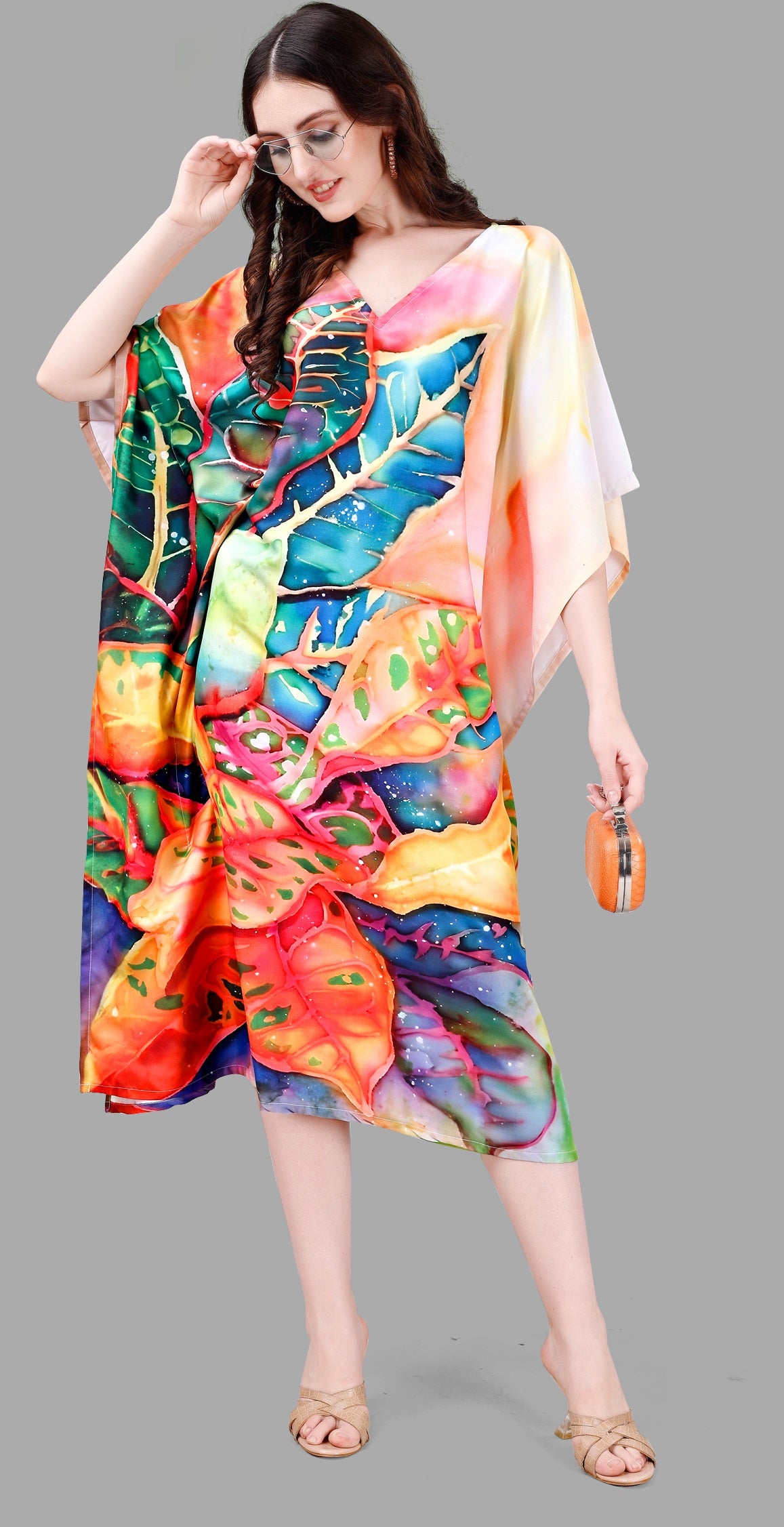 Multi color printed kaftan for women