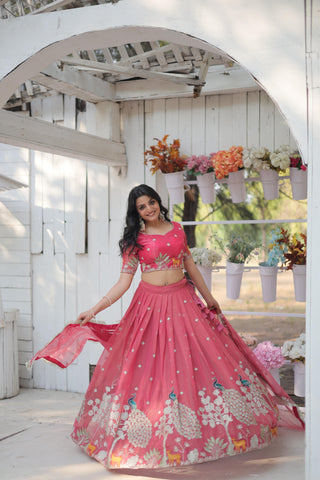 Pink sequins work lehenga choli 