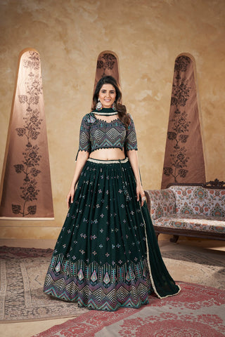 Dark Green Lehenga combination