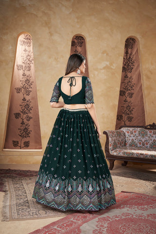 Simple dark green lehenga choli