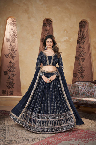 Navy Blue Lehenga for Wedding