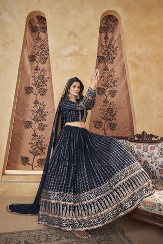 Indian navy blue lehenga choli