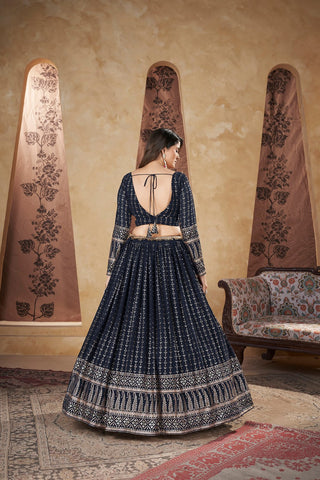 Navy blue lehenga choli with dupatta