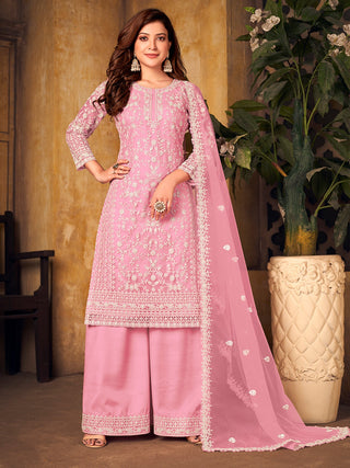 Pink Color Soft net sharara suit for women