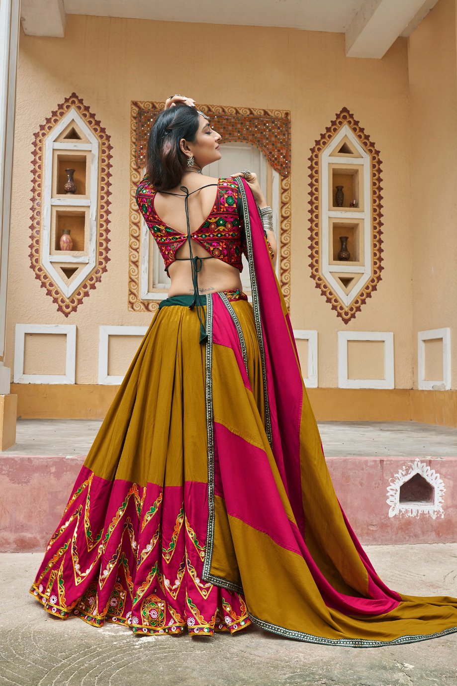 Readymade Mustard Yellow Lehenga Choli For Garba Night