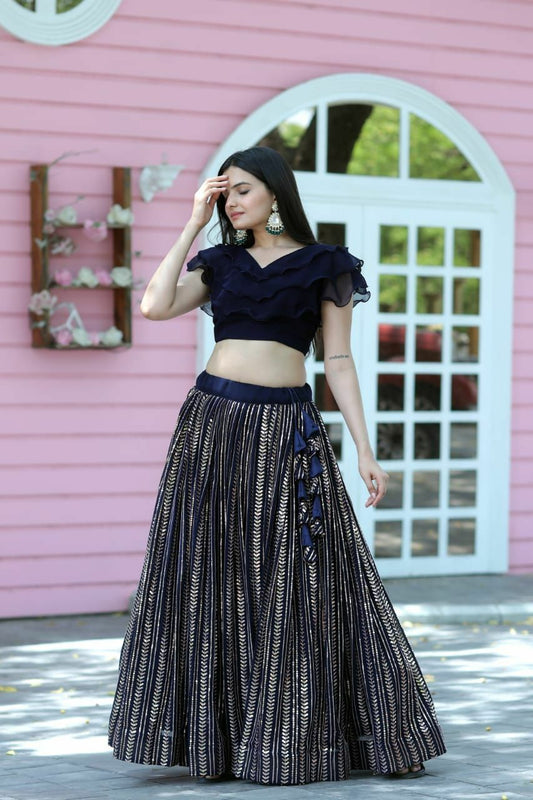Navy Blue Lehenga for Wedding
