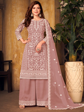 Onion color net sharara suit for women