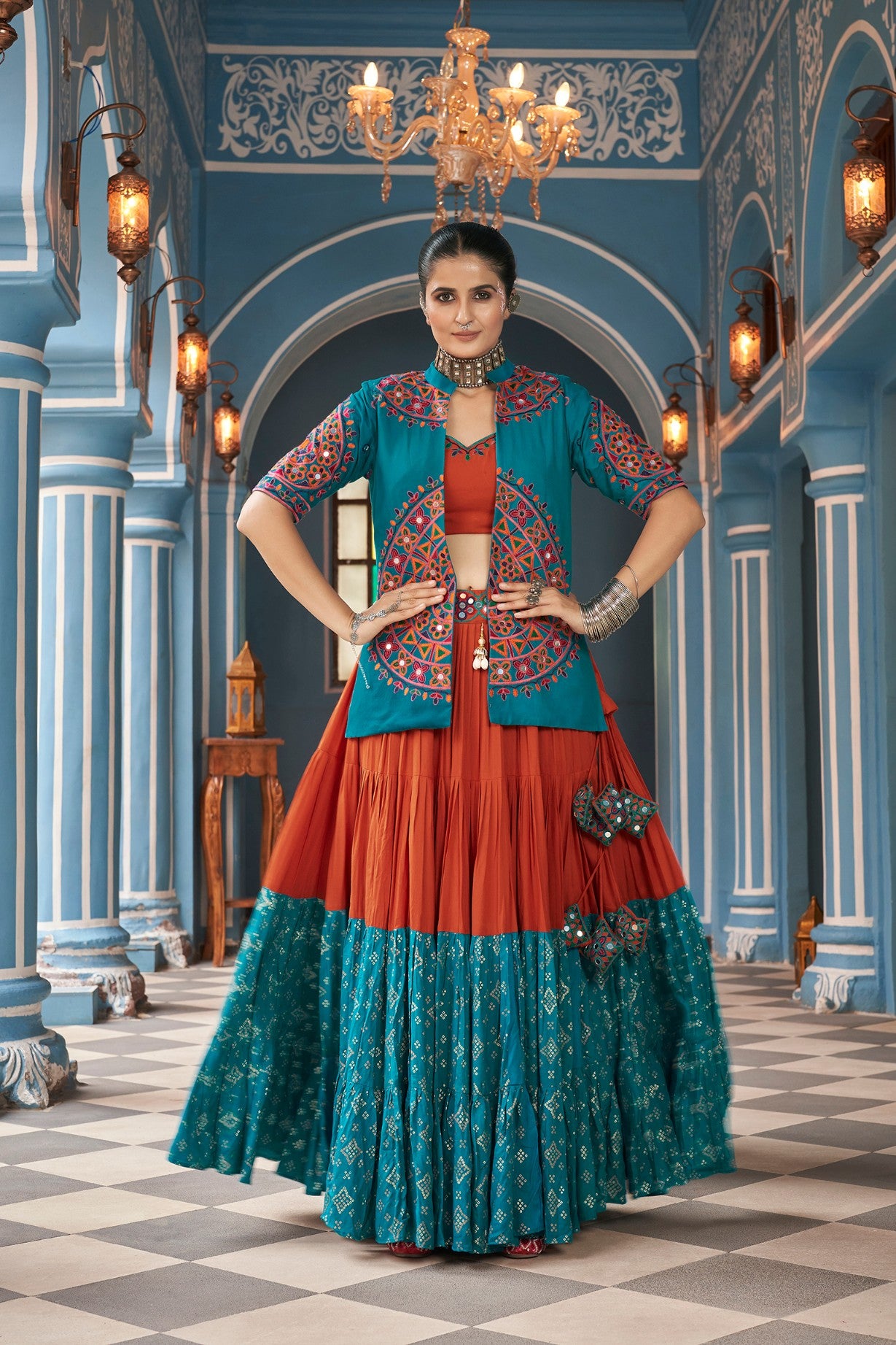 Multi color navratri lehenga choli for women online
