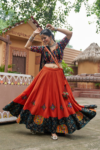 Orange navratri lehenga choli online shopping
